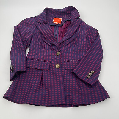#ad ModCloth Womens Blazer XS Business Casual Purple Retro Button Closure Preppy