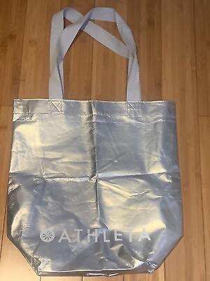 #ad #ad ATHLETA Travel Shopping Reusable Tote Bag Silver Metallic Size 18” X 17”