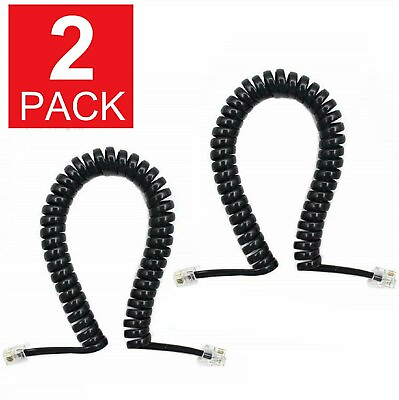 7ft Telephone Handset Receiver Cord Phone Curly Coil Cable 4P4C RJ22 Black $4.45