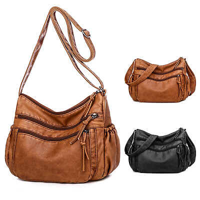 Soft Crossbody Shoulder Bag Purse Tote for Women PU Leather w Adjustable Strap $18.96