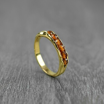 #ad Natural Round Beads Citrine Gemstone Handmade Designer Engagement Ring Jewelry