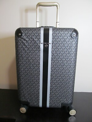 #ad Michael Kors Luggage Black Silver Carry On Spinner TSA Lock System NWT