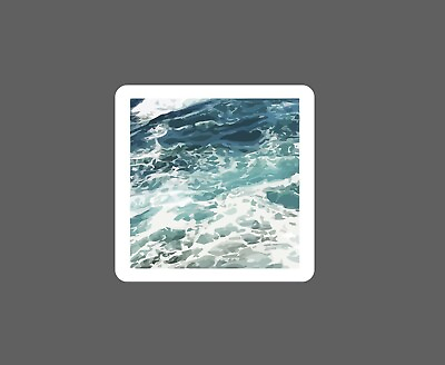 Ocean Waves Sticker Square Beach Waterproof Buy Any 4 For $1.75 Each Storewide $2.95