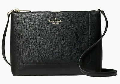 #ad Kate Spade Harlow Crossbody Black Pebbled Leather WKR00058 NWT $279 Retail