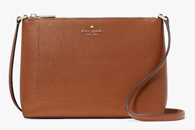 #ad Kate Spade Leila Crossbody Bag Brown Pebbled Leather Purse KG464 NWT $299 Retail