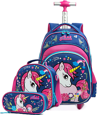 #ad Meetbelify Girls Unicorn Rolling Backpacks Kids Backpack with Wheels for Girls S