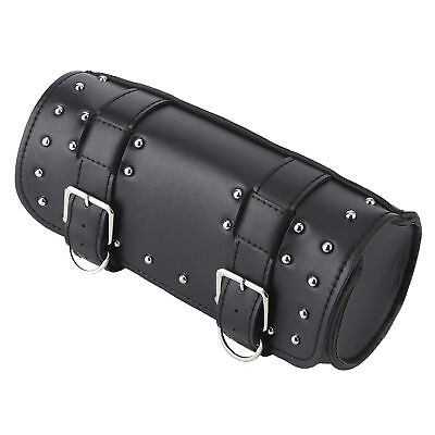 #ad New Black Motorcycle Bag PU Leather Saddlebag Motorbike Roll Luggage Motor Repla