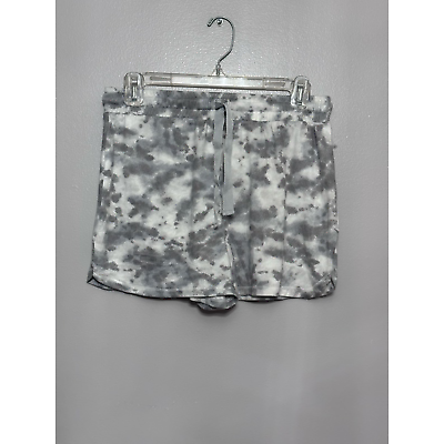 #ad Lounge Shorts Women#x27;s M Gray Tie Dye Soft High Rise Drawstring Knit Casual New