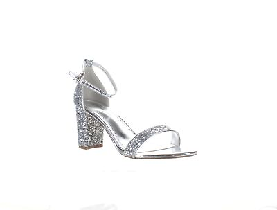 #ad Shoe Land Womens Silver Ankle Strap Heels Size 8 3975131