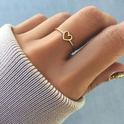 #ad Heart Shape Charms Women Rings Jewelry Accessories Gift Gold Color Ring 1pcs