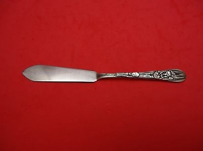 #ad Japanese by Unknown Sterling Silver Butter Spreader Flat with Irises Flowers 6quot;