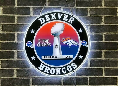 #ad Denver Broncos Champions 3D LED 16quot;x16quot; Neon Sign Light Lamp Beer Bar Gift Open