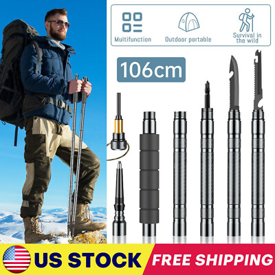#ad Tactical Trekking Poles Survival Walking Cane Camping Hiking Stick Portable US
