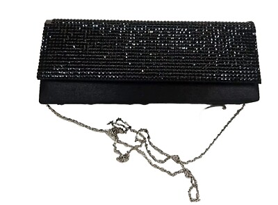 #ad Black sequin evening bag purse clutch