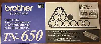 #ad NEW SEALED BOX Genuine Brother TN650 High Yield Black Toner Cartridge