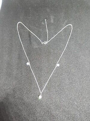 #ad Sterling Silver And White Stone Necklace Birthday Valentines Wedding