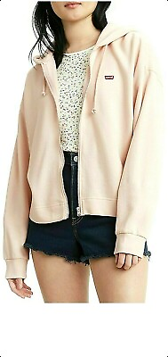 #ad Levi#x27;s Full Zip Up Hoodie Sweatshirt Pink Jacket Size XS 6621