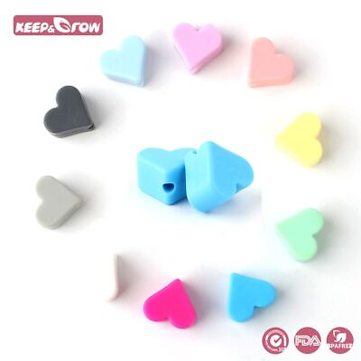 #ad Heart Silicone Beads Kit DIY Food Grade Pacifier Accessories Safe Baby Product