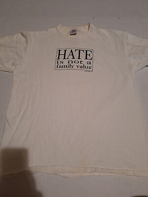 #ad Vintage Don#x27;t Panic Shirt Anti Racism Anti Hate quot;Hate Isn#x27;t A Family Valuequot; L