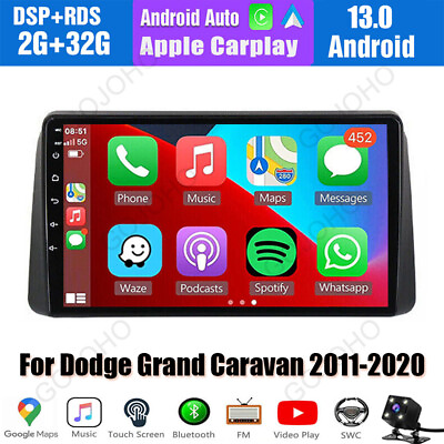 #ad FOR 2011 2020 DODGE GRAND CARAVAN ANDROID 13 CARPLAY CAR STEREO RADIO GPS NAVI