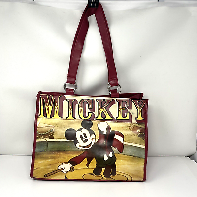 #ad Disney’s Mickey Mouse Tote Bag Snap Top Closure Inside Zip Pocket Vinyl 14 x 10