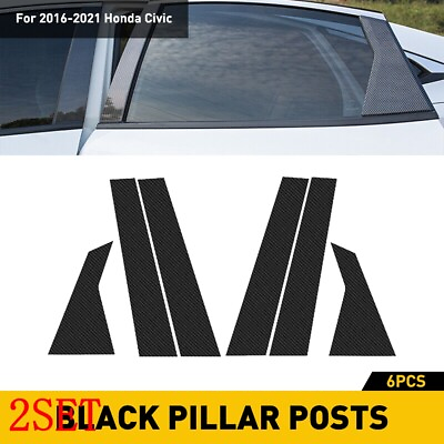 #ad Carbon Fiber Pattern KK Vinyl Pillar Post Stickers For Civic Sedan 2016 21 2SET