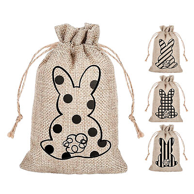 #ad 4X Bunny Gift Bags Easter Bunny Burlap Gift Bags with Drawstring Jewelry Pouches