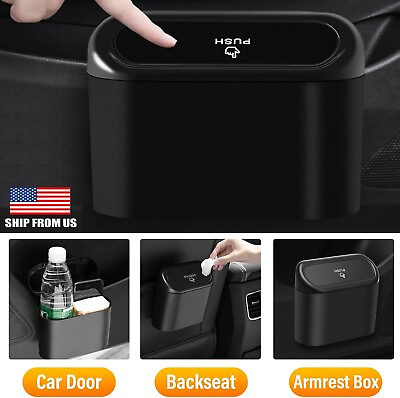 #ad Car Portable Trash Can Garbage Bin With Lid Leak Proof Interior Home Office USA