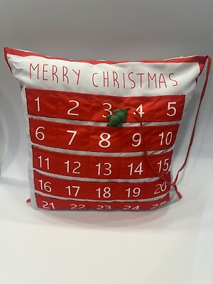 #ad Advent Countdown to Christmas Accent Pillow Advent Calendar Pockets Tree NEW