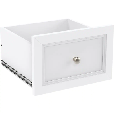 #ad 10 In. H X 15 In. W White Wood Drawer with Silver Handle