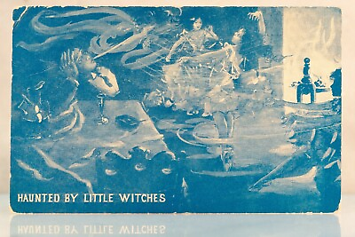 #ad Haunted By Little Witches 1913 Postcard Very Rare Theochrom 600 Postcard