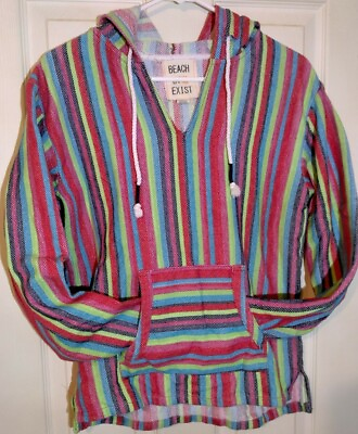 Beach By Exist Multi Color Striped Hoodie Pull Over Women’s Size Medium $11.99
