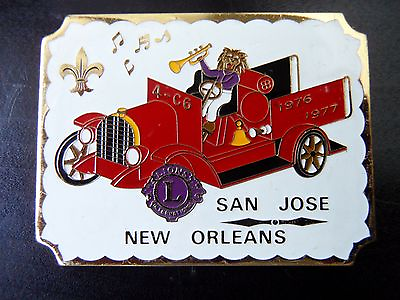 #ad Vtg Lions Club Pin Automobile San Jose New Orleans Jazz
