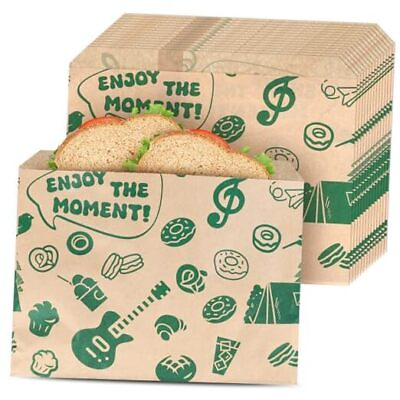 #ad 100PCS Wax Paper Snack Bags Paper Sandwich Bags 8.1x6.3inch Sandwich Paper