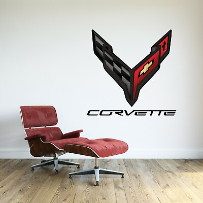 #ad Chevrolet Chevy C8 Logo Wall Decal Sport Car Luxury Racing Vinyl Decor Sticker