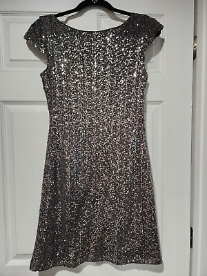 #ad Silver SEQUIN Dress Size S