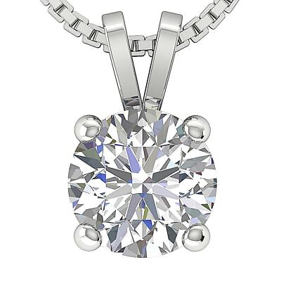 #ad Genuine Round Solitaire Diamond I1 H 1.61 Carat Pendant Prong Set 14K White Gold