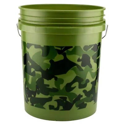 Green 5 Gal Camo Pail Camouflage 5 Gallon Bucket for Mixing Paint and Gardening $7.99