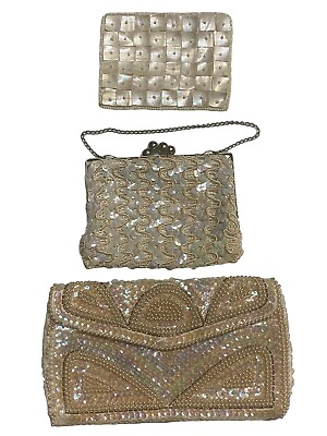 #ad 3 Sequin amp; Beaded Evening Bags Clutches amp; Change Purse Dormar Clutch