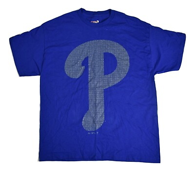 #ad Majestic MLB Mens Philadelphia Phillies Blue Baseball Shirt New XL