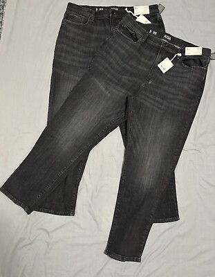 #ad NWT ANA New Approach Lot Of 2 18T Tall Straight Black Jeans Length 30 Stretch