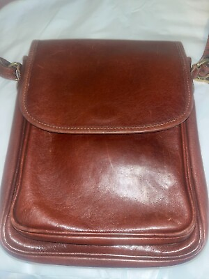 #ad Brahmin Leather satchel Vintage Leather messenger crossbody Bag Shoulder Bag