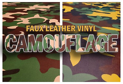 #ad Vinyl Faux Leather CAMOUFLAGE WOODLAND 55quot; Wide Sold by the yard