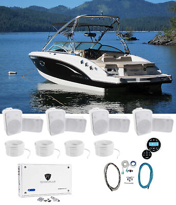 #ad Rockville RGHR2 Marine Bluetooth ReceiverRemote8 6.5quot; Boat SpeakersAmplifier