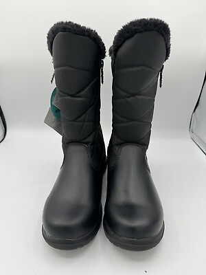 #ad Totes Women#x27;s Joni Black Waterproof Quilted Snow Boot Size 8W FREE SHIP
