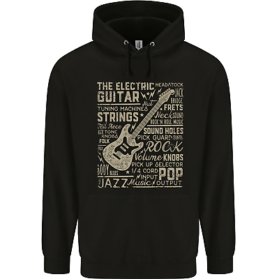 #ad Guitar Word Art Guitarist Electric Acoustic Mens 80% Cotton Hoodie