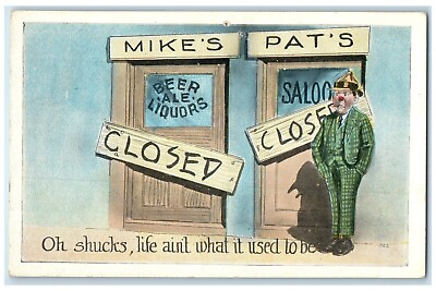 #ad Mike#x27;s Pat#x27;s Beer Saloon Closed Life Aint What It Used To Be Temperance Postcard