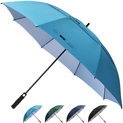 #ad 68 Inch Extra Large Golf Umbrella Double Canopy Automatic Open Sun Rain Stick U