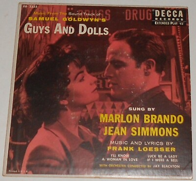#ad GUYS AND DOLLS 45 RPM Record MARLON BRANDO and JEAN SIMMONS 1955 TESTED