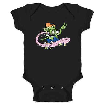 #ad Skateboard Monster Retro Cool Funny Baby Bodysuit